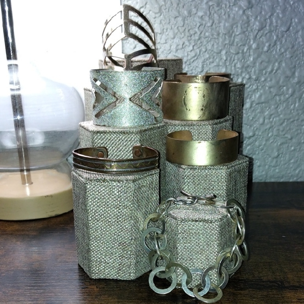 Set of Silver and Gold Cuff Bracelets